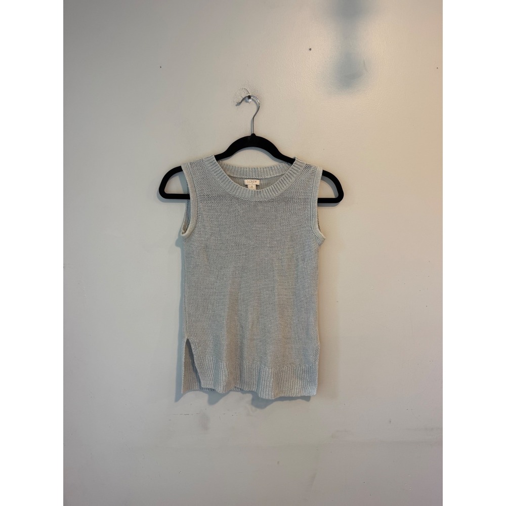J.Crew Women Light Blue 100% Linen Sleeveless Sweater Shell XXS Petite F3623